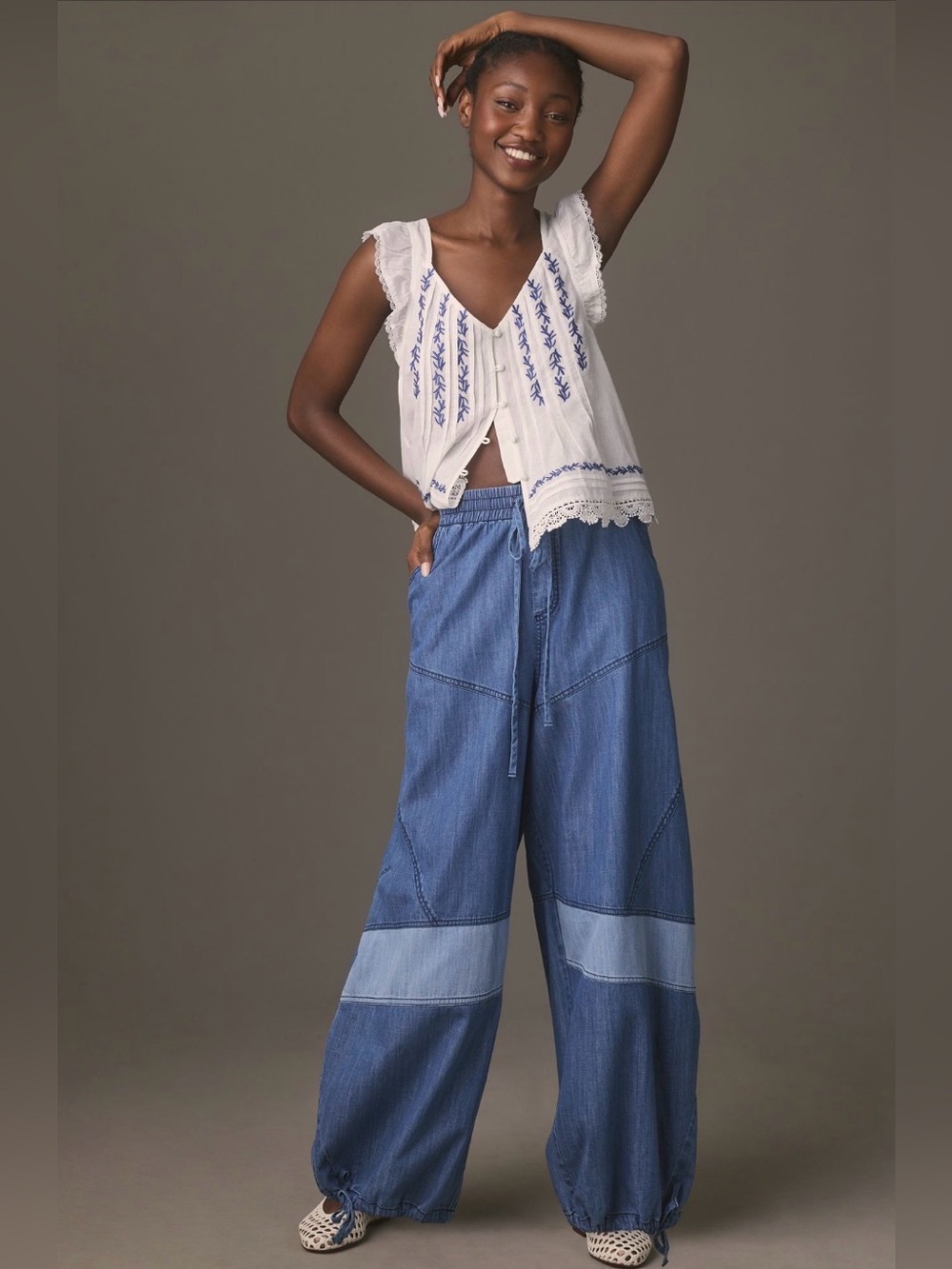 Anthropologie/ Pilcro High Rise Pieced Pull on Joggers